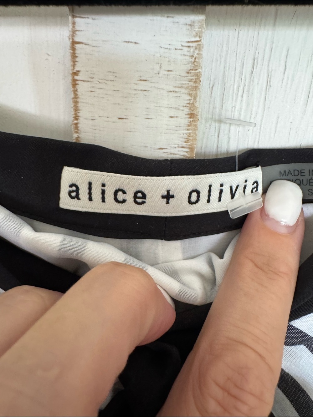 Alice & Olivia Striped Ruffle Tie-Front Mini Dress in Black & White - Picture 4 of 6